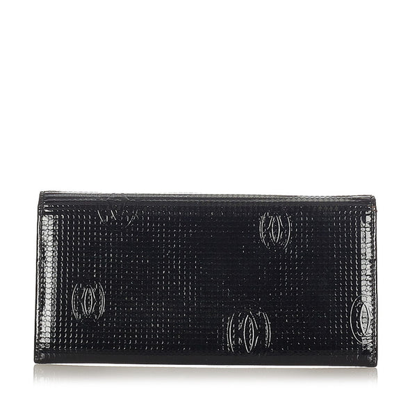 カルティエ ブラック エナメル 長財布 レディース CARTIER 【中古】