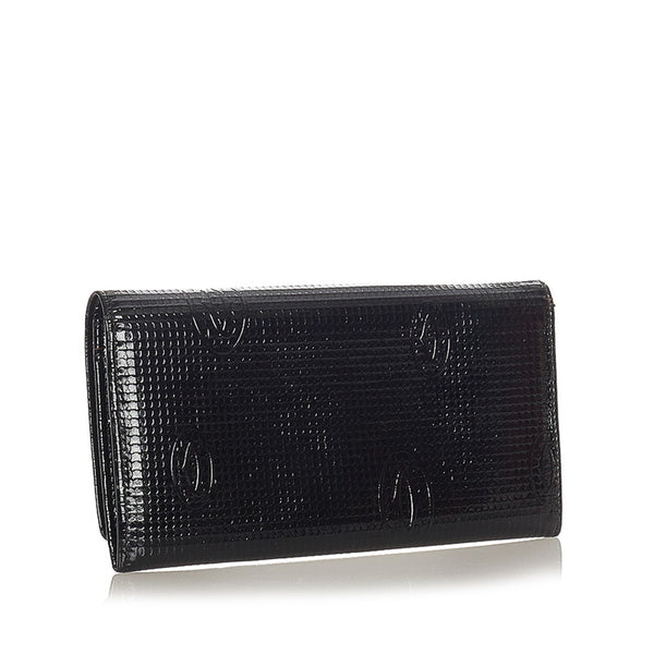 カルティエ ブラック エナメル 長財布 レディース CARTIER 【中古】