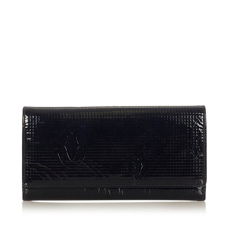 カルティエ ハッピーバースデー 長財布 ブラック PVC レザー レディース CARTIER 【中古】