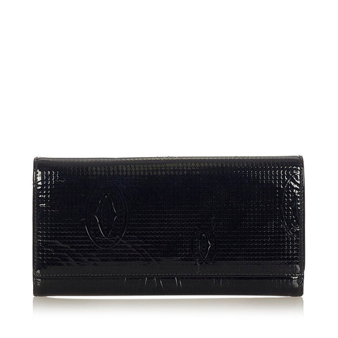 カルティエ ハッピーバースデー 長財布 ブラック PVC レザー レディース CARTIER 【中古】