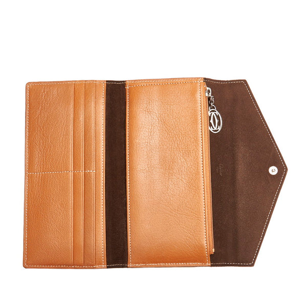 カルティエ マストC ブラウン ゴートスキン 長財布 レディース CARTIER 【中古】