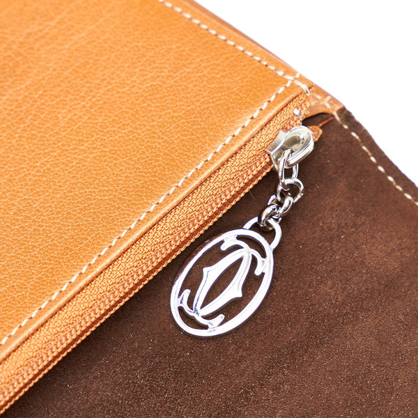 カルティエ マストC ブラウン ゴートスキン 長財布 レディース CARTIER 【中古】