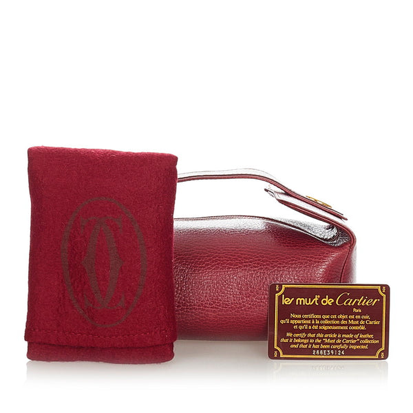 カルティエ ボルドー レザー ポーチ レディース CARTIER 【中古】
