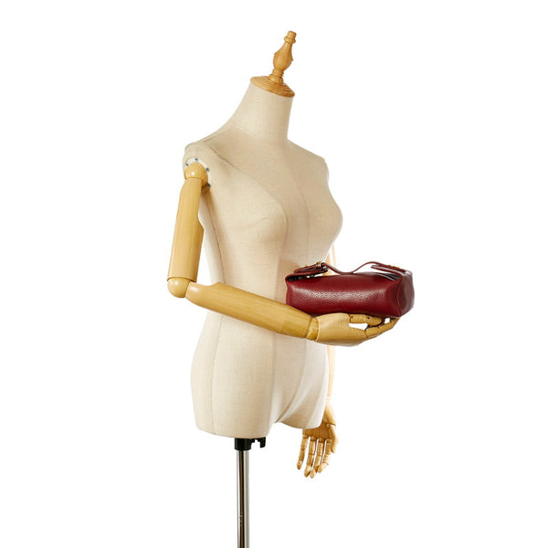 カルティエ ボルドー レザー ポーチ レディース CARTIER 【中古】