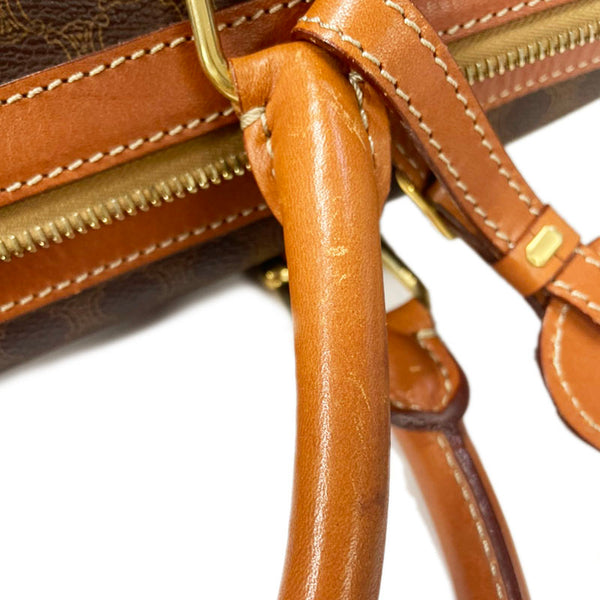 セリーヌ マカダム ブラウン PVC レザー ボストンバッグ トラベルバッグ レディース CELINE 【中古】