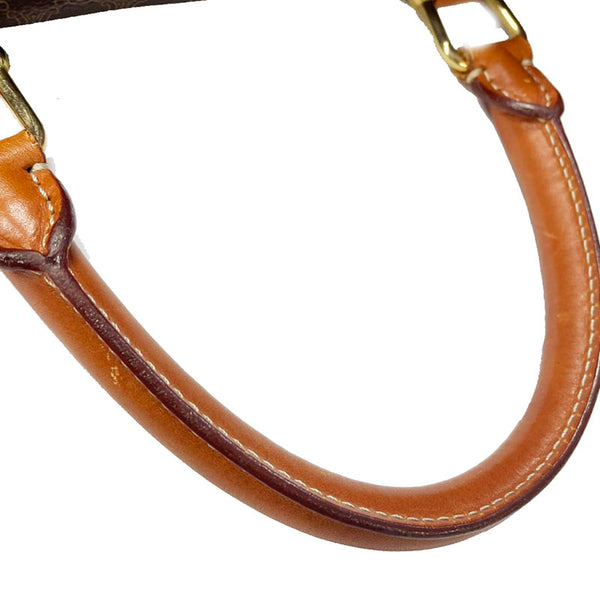 セリーヌ マカダム ブラウン PVC レザー ボストンバッグ トラベルバッグ レディース CELINE 【中古】