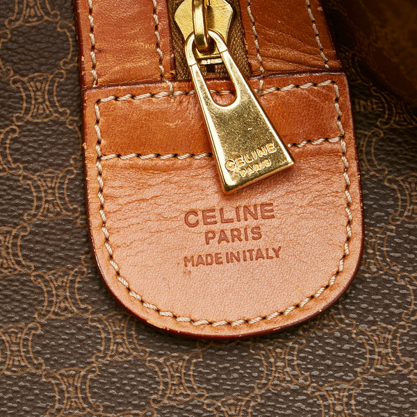 セリーヌ マカダム ブラウン PVC レザー ボストンバッグ トラベルバッグ レディース CELINE 【中古】