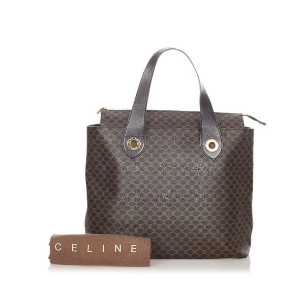 セリーヌ マカダム MC98/1 ブラウン PVC レザー ハンドバッグ レディース CELINE 【中古】