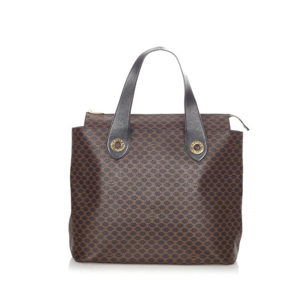 セリーヌ マカダム MC98/1 ブラウン PVC レザー ハンドバッグ レディース CELINE 【中古】