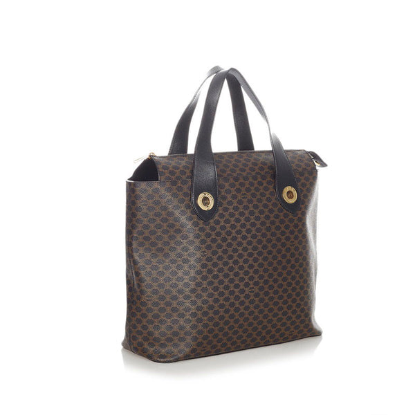 セリーヌ マカダム MC98/1 ブラウン PVC レザー ハンドバッグ レディース CELINE 【中古】