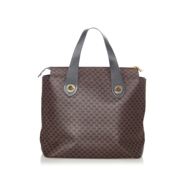 セリーヌ マカダム MC98/1 ブラウン PVC レザー ハンドバッグ レディース CELINE 【中古】