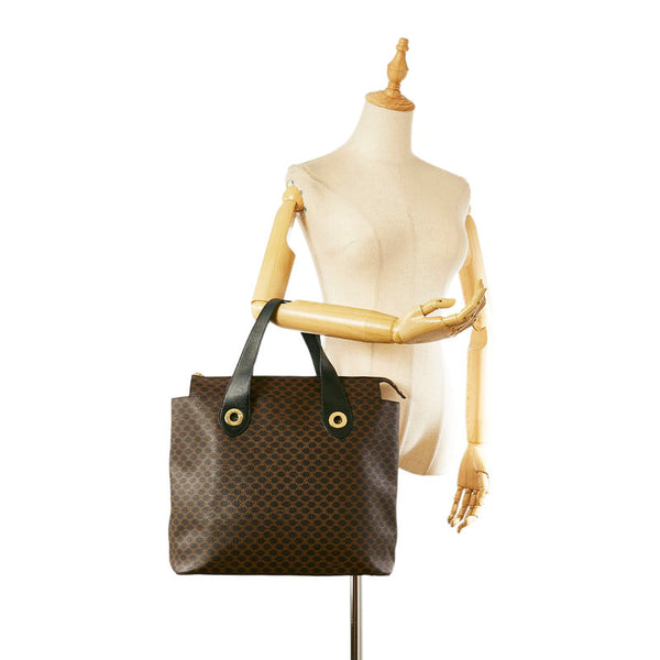 セリーヌ マカダム MC98/1 ブラウン PVC レザー ハンドバッグ レディース CELINE 【中古】