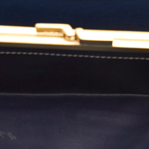 セリーヌ マカダム ブルー キャンバス 長財布 レディース CELINE 【中古】
