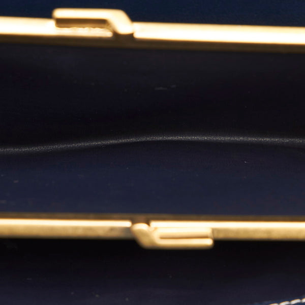 セリーヌ マカダム ブルー キャンバス 長財布 レディース CELINE 【中古】