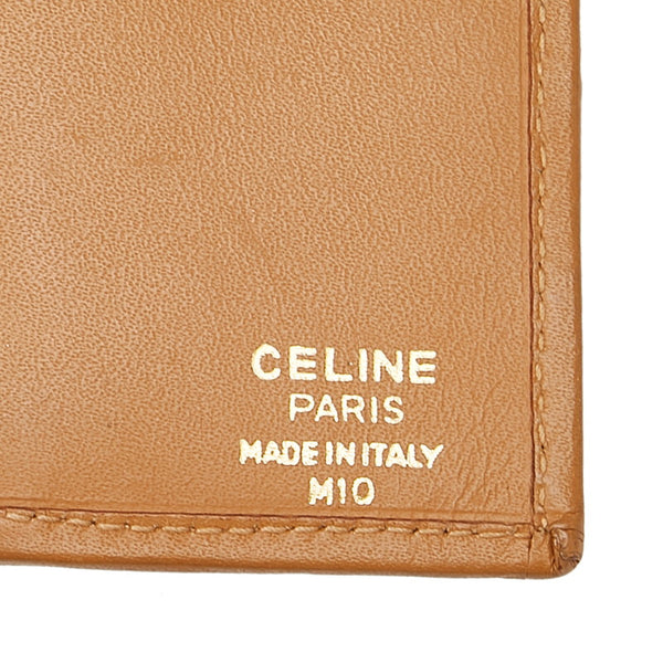 セリーヌ マカダム ブラウン PVC レザー 二つ折り財布 レディース CELINE 【中古】