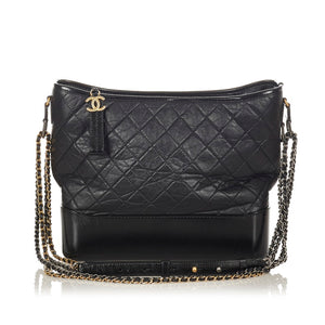 シャネル マトラッセ ガブリエル　ホーボー　 ブラック レザー チェーン トートバッグ レディース CHANEL 【中古】