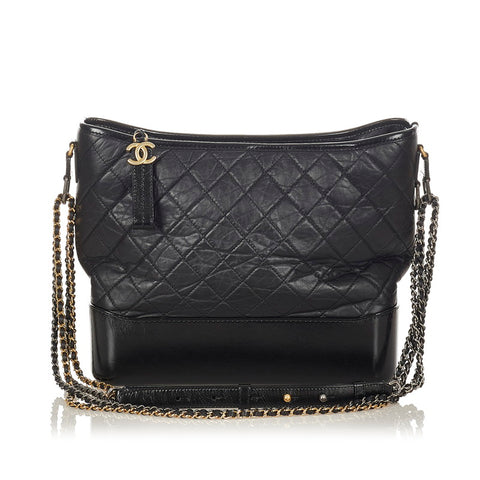 シャネル マトラッセ ガブリエル　ホーボー　 ブラック レザー チェーン トートバッグ レディース CHANEL 【中古】