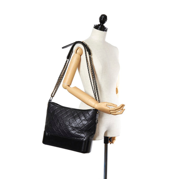 シャネル マトラッセ ガブリエル　ホーボー　 ブラック レザー チェーン トートバッグ レディース CHANEL 【中古】