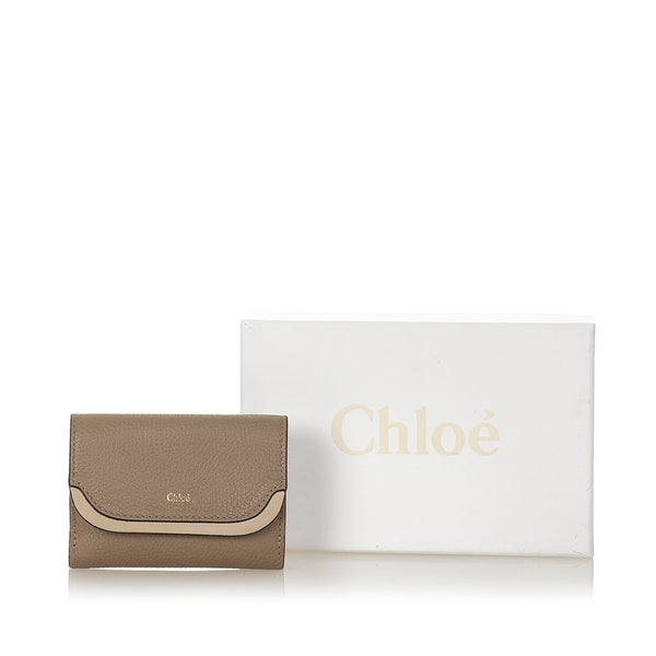 クロエ イージー 三つ折り財布 グレー レザー レディース Chloe 【中古】