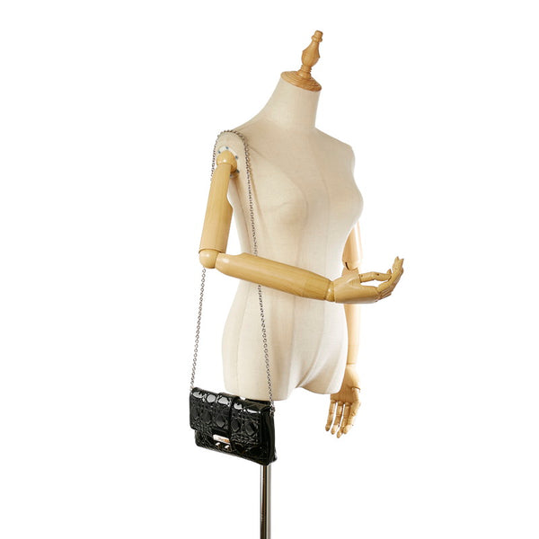 クリスチャンディオール ニューロック ブラック パテントレザー チェーン ショルダーバッグ レディース Christian Dior 【中古】