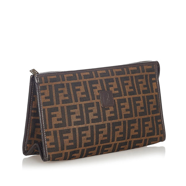 フェンディ ズッカ 7VA433 ブラウン イエロー キャンバス クラッチバッグ レディース FENDI 【中古】
