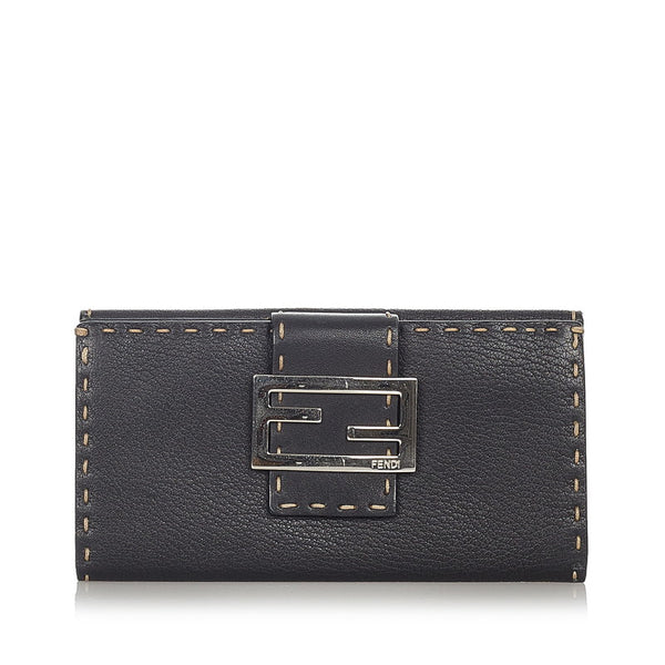 フェンディ セレリア 8M0039 ブラック レザー 長財布 レディース FENDI 【中古】