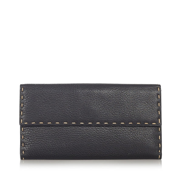フェンディ セレリア 8M0039 ブラック レザー 長財布 レディース FENDI 【中古】