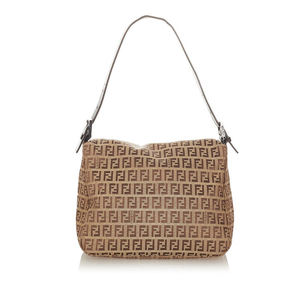 フェンディ ズッキーノ 8BR004 ベージュ ブラウン キャンバス レザー ショルダーバッグ レディース FENDI 【中古】