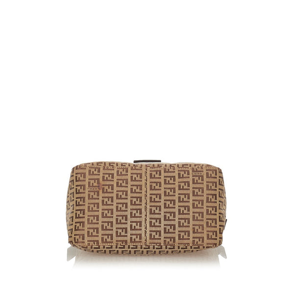 フェンディ ズッキーノ 8BR004 ベージュ ブラウン キャンバス レザー ショルダーバッグ レディース FENDI 【中古】