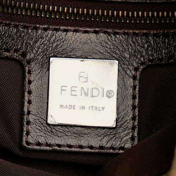 フェンディ ズッキーノ 8BR004 ベージュ ブラウン キャンバス レザー ショルダーバッグ レディース FENDI 【中古】