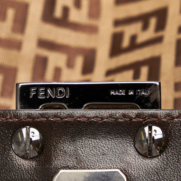 フェンディ ズッキーノ 8BR004 ベージュ ブラウン キャンバス レザー ショルダーバッグ レディース FENDI 【中古】