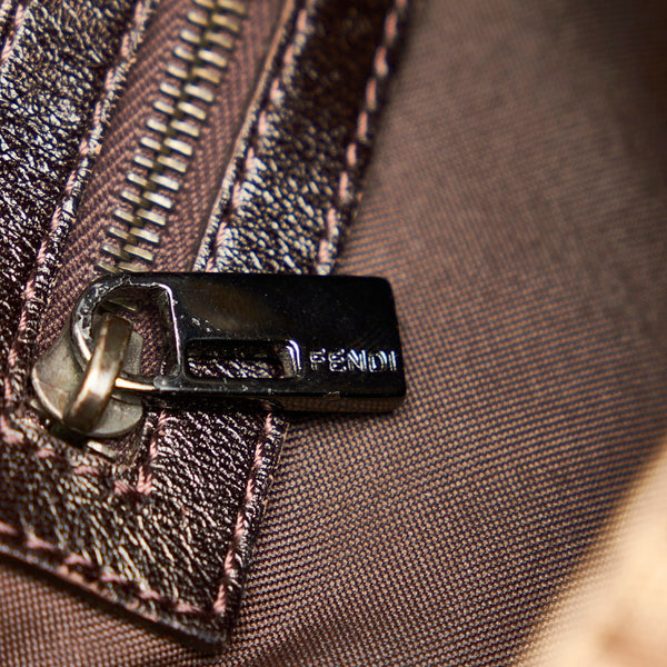 フェンディ ズッキーノ 8BR004 ベージュ ブラウン キャンバス レザー ショルダーバッグ レディース FENDI 【中古】