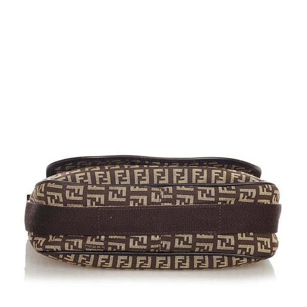 フェンディ ズッキーノ ブラウン キャンバス レザー ショルダーバッグ レディース FENDI 【中古】