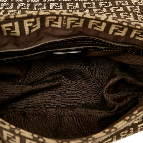 フェンディ ズッキーノ ブラウン キャンバス レザー ショルダーバッグ レディース FENDI 【中古】