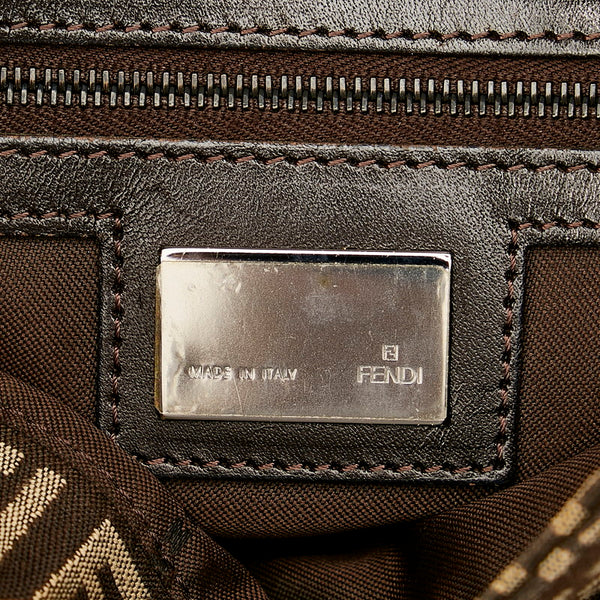 フェンディ ズッキーノ ブラウン キャンバス レザー ショルダーバッグ レディース FENDI 【中古】