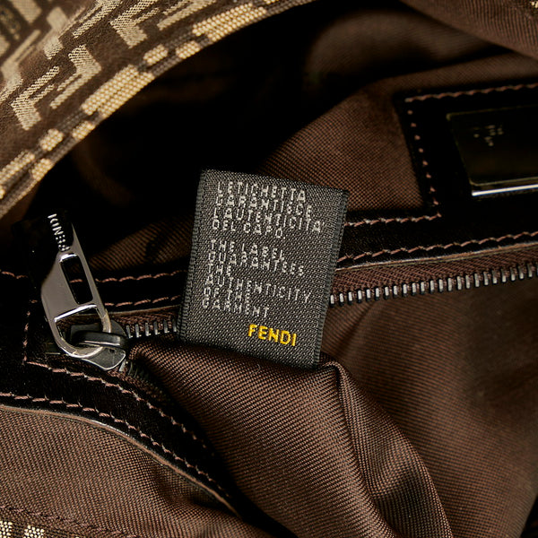フェンディ ズッキーノ ブラウン キャンバス レザー ショルダーバッグ レディース FENDI 【中古】