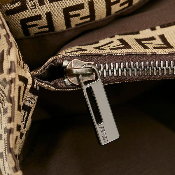 フェンディ ズッキーノ 8BH068 ベージュ ブラウン キャンバス レザー トートバッグ レディース FENDI 【中古】