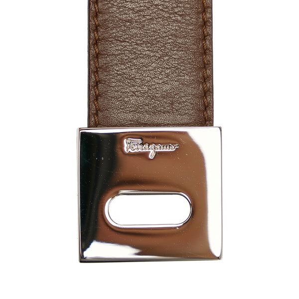 サルヴァトーレフェラガモ ガンチーニ ブラウン ブラック レザー ベルト レディース Salvatore Ferragamo 【中古】