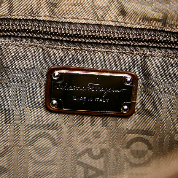 サルヴァトーレフェラガモ ガンチーニ ハンドバッグ AB-21 5370 カーキ パテントレザー レディース Salvatore Ferragamo 【中古】