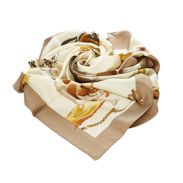 サルヴァトーレフェラガモ Z20160099900 ベージュ シルク スカーフ レディース Salvatore Ferragamo 【中古】