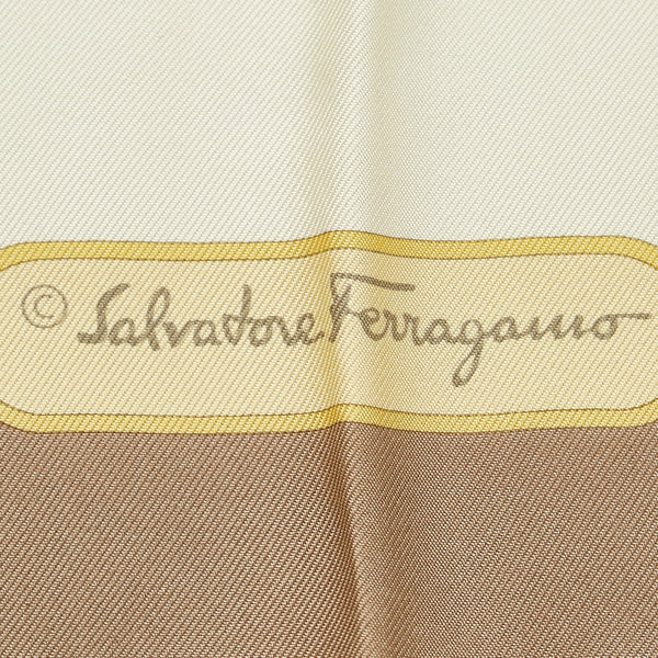 サルヴァトーレフェラガモ Z20160099900 ベージュ シルク スカーフ レディース Salvatore Ferragamo 【中古】