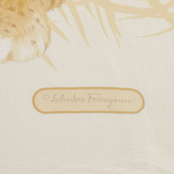 サルヴァトーレフェラガモ ショール ベージュ オレンジ　グリーン シルク レディース Salvatore Ferragamo 【中古】