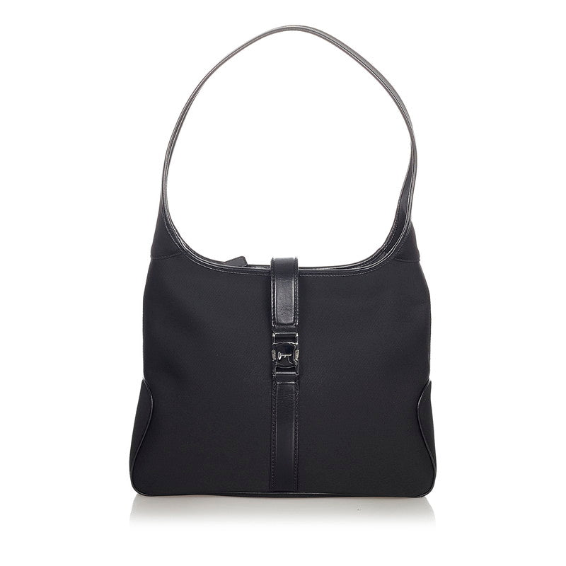 サルヴァトーレフェラガモ AU-21 0735 ブラック ナイロン レザー ワンショルダー レディース Salvatore Ferragamo 【中古】