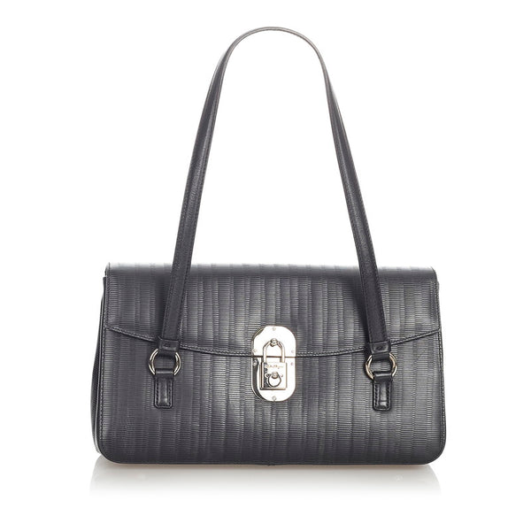 サルヴァトーレフェラガモ ガンチーニ AU-21/4363 ブラック レザー ショルダーバッグ レディース Salvatore Ferragamo 【中古】