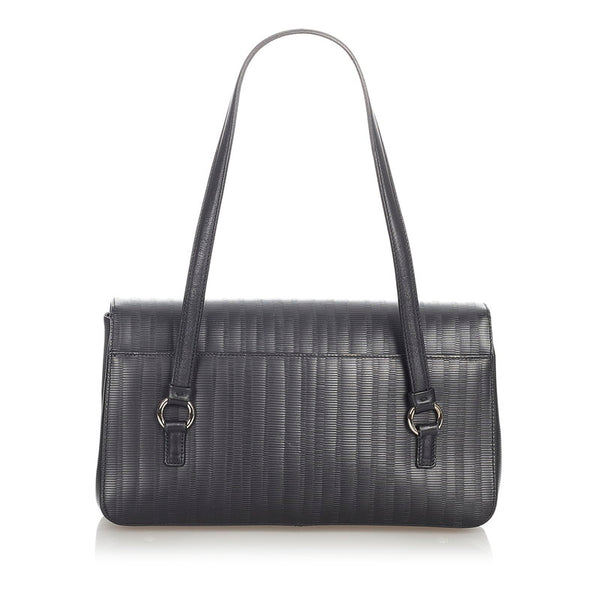 サルヴァトーレフェラガモ ガンチーニ AU-21/4363 ブラック レザー ショルダーバッグ レディース Salvatore Ferragamo 【中古】