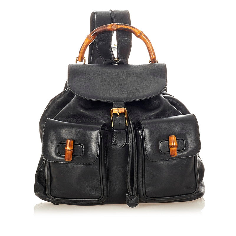 グッチ 003 2058 ブラック レザー リュック・デイパック レディース GUCCI 【中古】