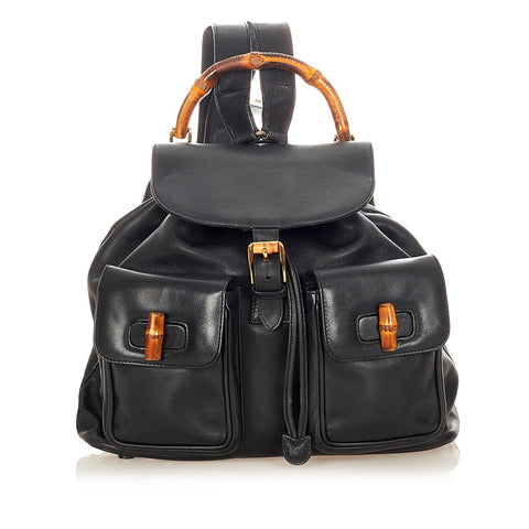 グッチ 003 2058 ブラック レザー リュック・デイパック レディース GUCCI 【中古】