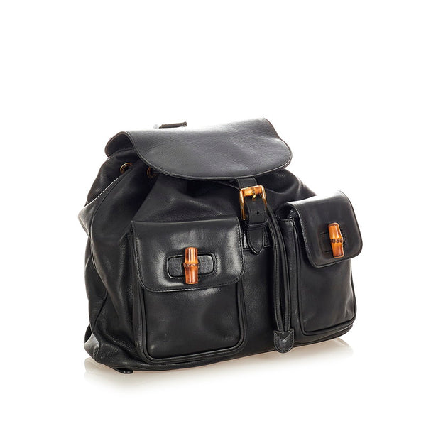 グッチ 003 2058 ブラック レザー リュック・デイパック レディース GUCCI 【中古】