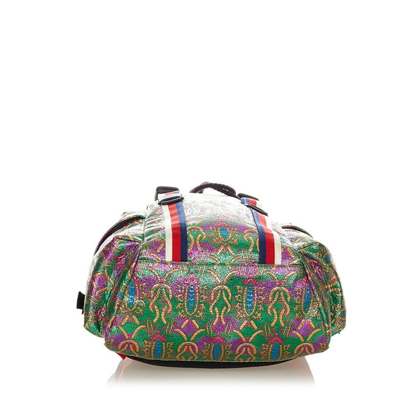 グッチ ブロケード 466467 グリーン マルチカラー キャンバス リュック バックパック レディース GUCCI 【中古】