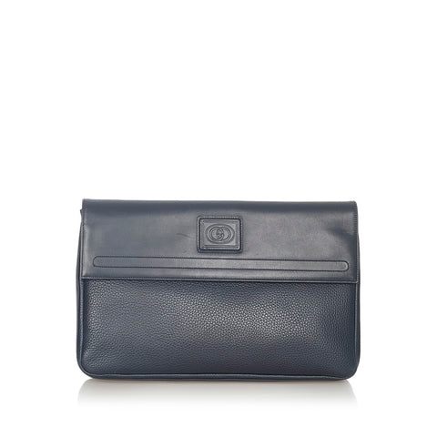 グッチ ソーホー 004 110 ネイビー レザー クラッチバッグ レディース GUCCI 【中古】